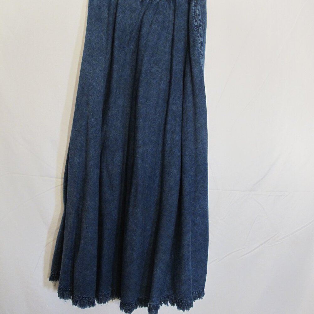 Marsha Sport A-line denim skirt – fringed hem  L
